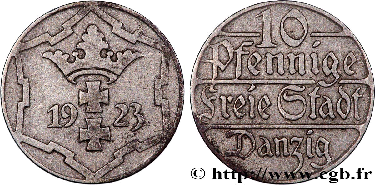 LIBERA CITTA DI DANZICA 10 Pfennig 1923  BB 