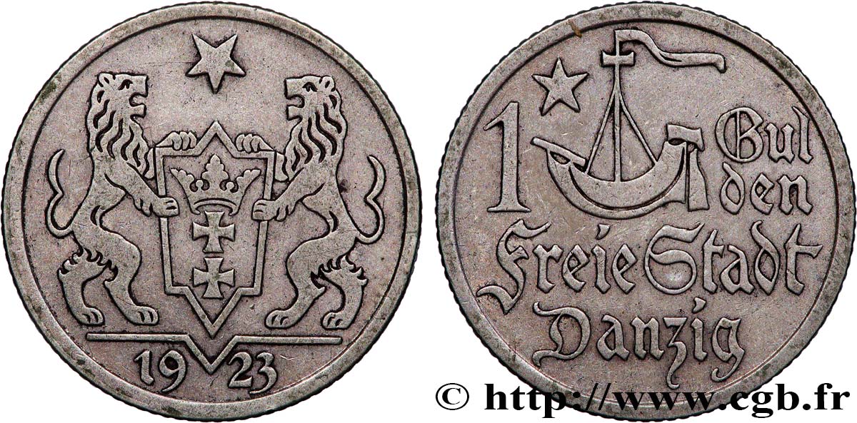 DANTZIG - VILLE LIBRE DE DANTZIG 1 Gulden 1923  TTB+ 