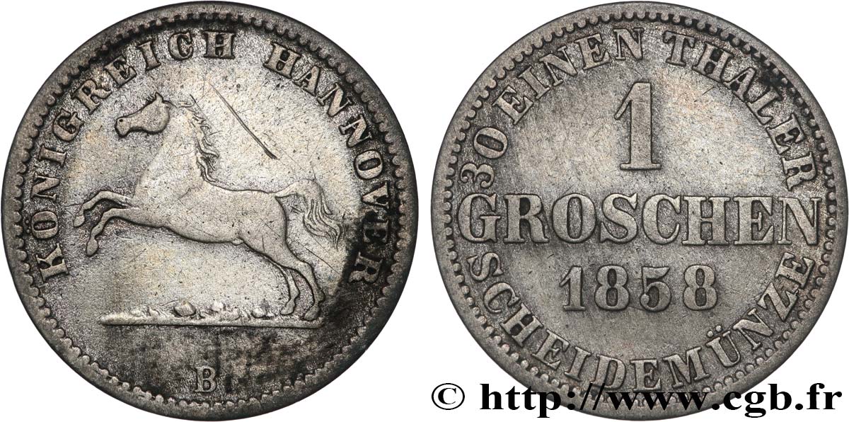DEUTSCHLAND - HANNOVER 1 Groschen 1858 Hanovre fSS 