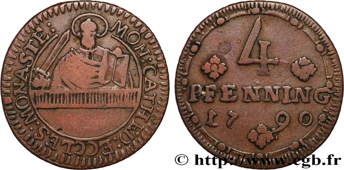 GERMANY - MUNSTER 4 Pfenning 1790  VF 