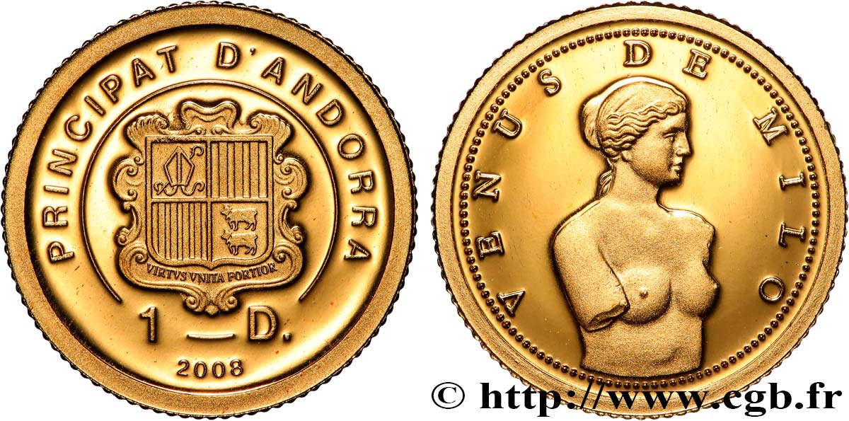 ANDORRA 1 Diner Proof Venus de Milo 2008  ST 