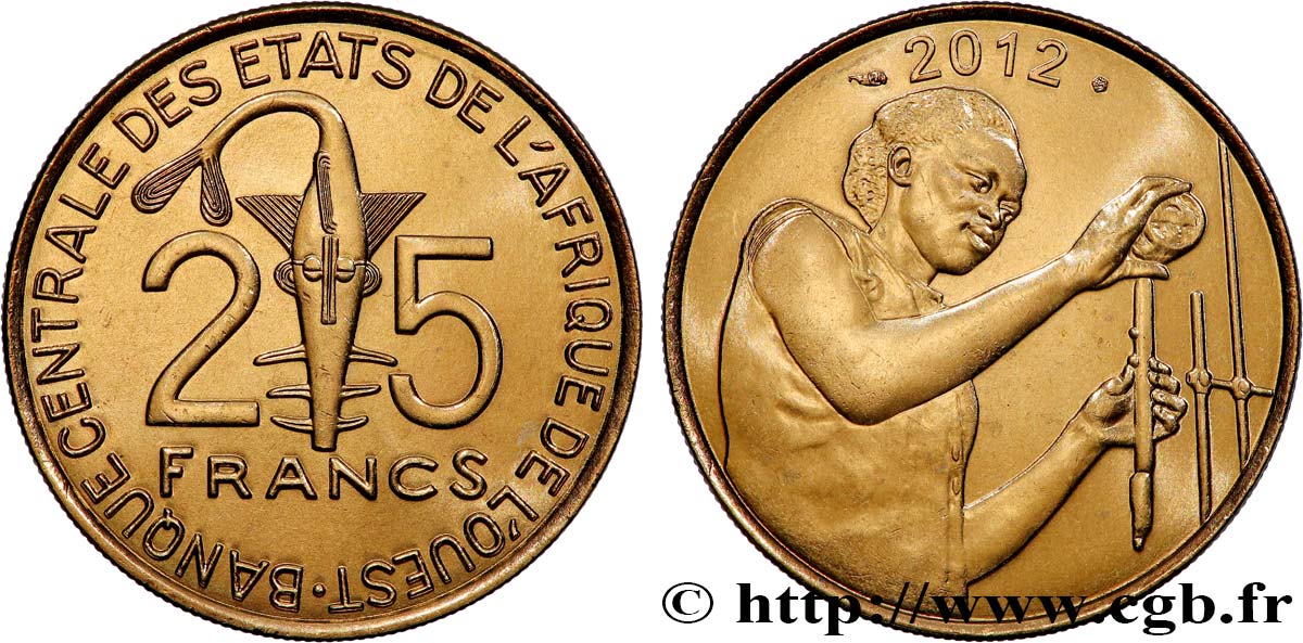 ÉTATS DE L AFRIQUE DE L OUEST (BCEAO) 25 Francs BCEAO masque / chimiste 2012 Paris SPL 