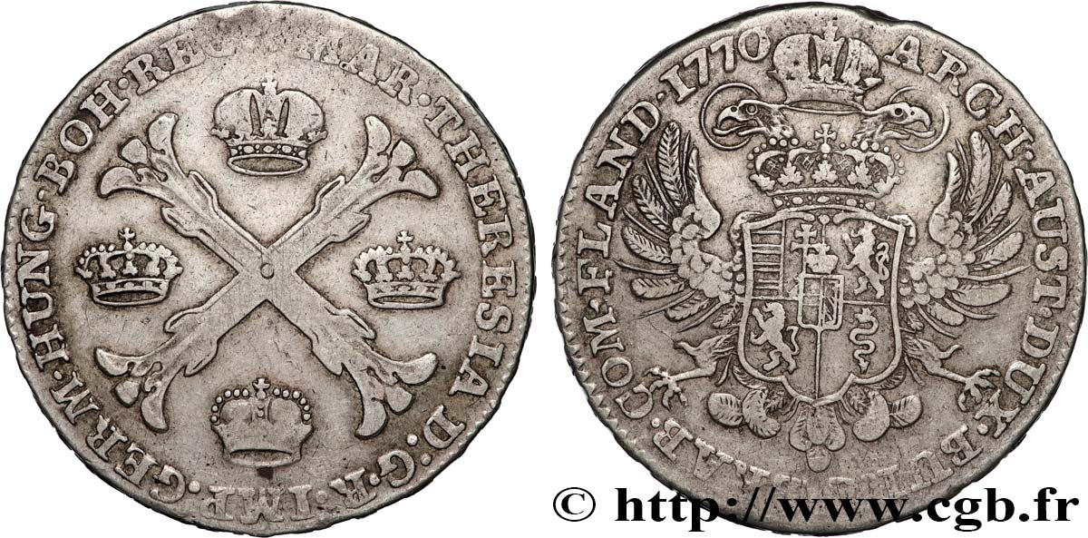 BÉLGICA - PAíSES BAJOS AUSTRíACOS 1 Kronenthaler Marie-Thérèse d’Autriche 1770 Bruxelles MBC 