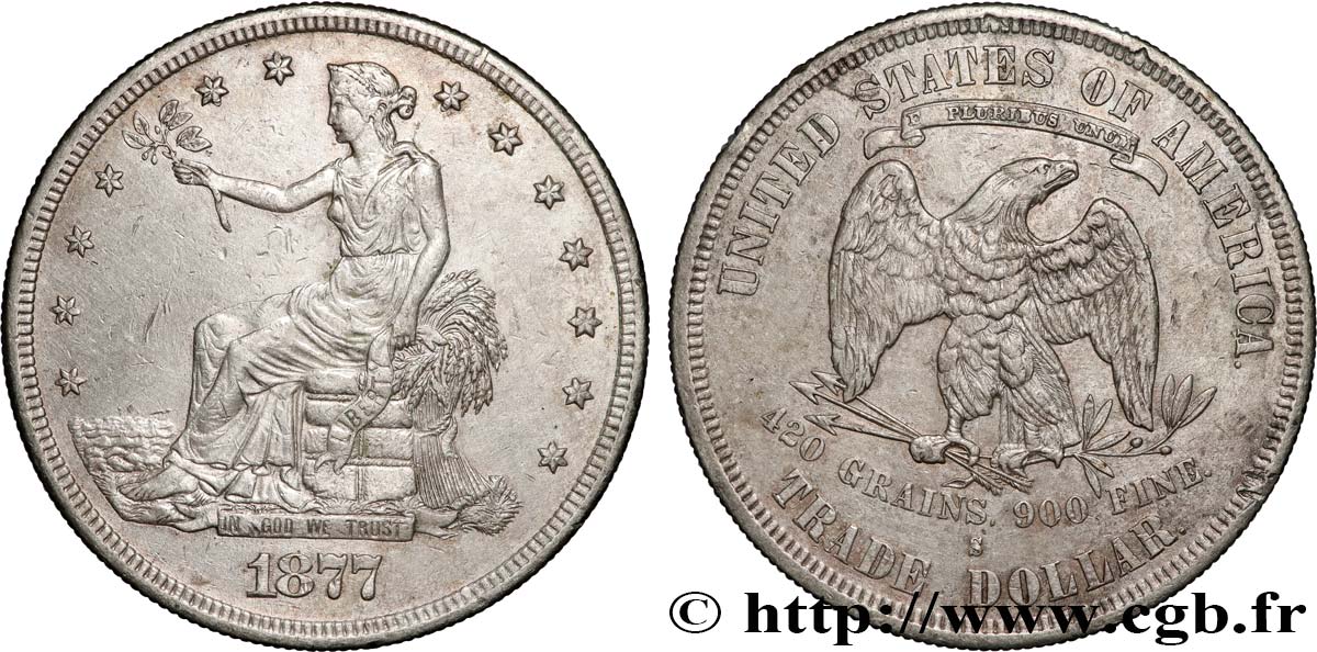 ÉTATS-UNIS D AMÉRIQUE 1 Dollar type “Trade Dollar” 1877 San Francisco TTB 