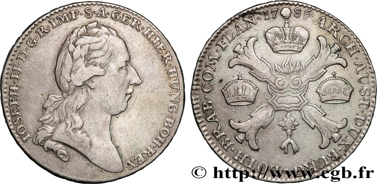 BELGIQUE - PAYS-BAS AUTRICHIENS 1 Kronenthaler Pays-Bas Autrichiens Joseph II  1785 Bruxelles TTB 