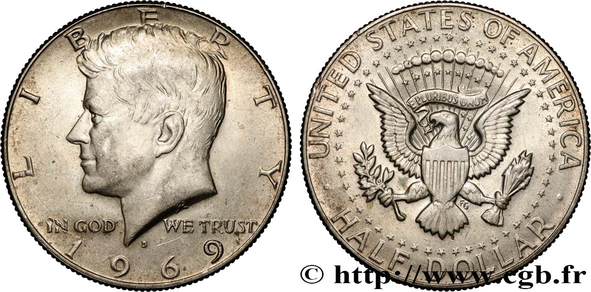 VEREINIGTE STAATEN VON AMERIKA 1/2 Dollar Kennedy 1969 Denver fVZ 