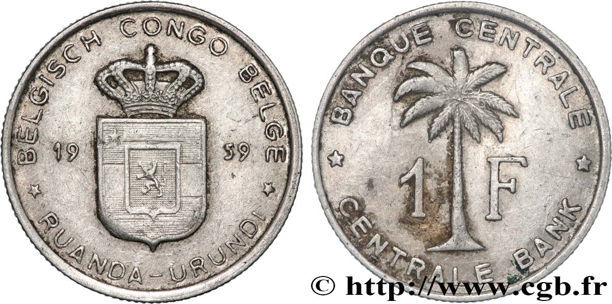 BELGA CONGO 1 Franc Banque Centrale Congo Belge-Ruanda-Urundi 1959  MBC 