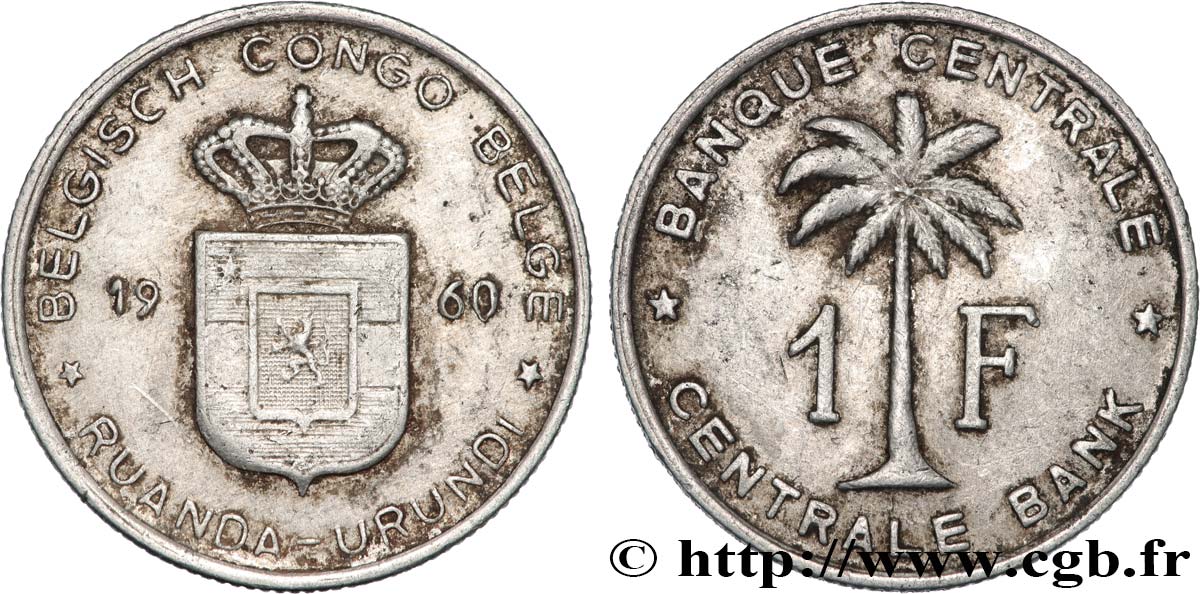 BELGISCH-KONGO 1 Franc Banque Centrale Congo Belge-Ruanda-Urundi 1960  fSS 