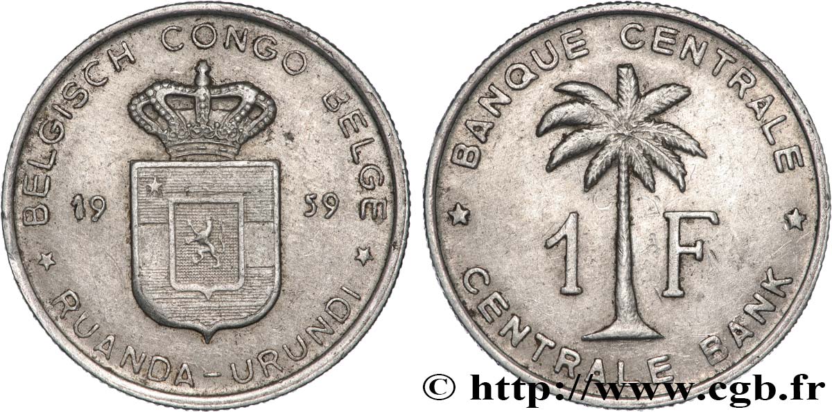 BELGISCH-KONGO 1 Franc Banque Centrale Congo Belge-Ruanda-Urundi 1959  SS 