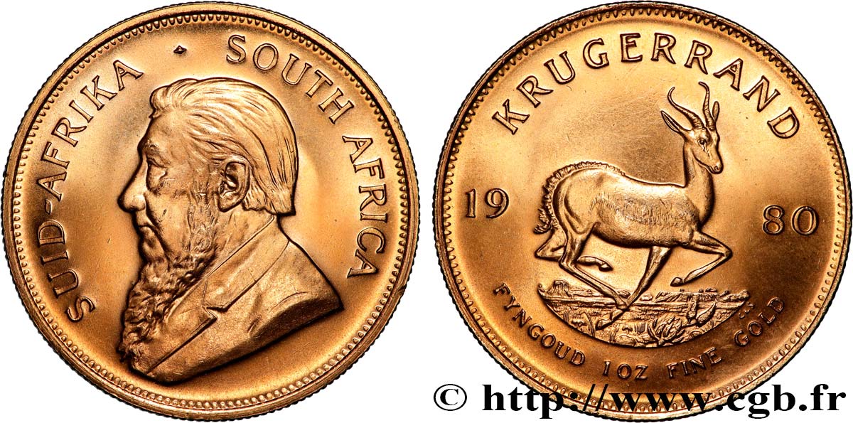 INVESTMENT GOLD 1 Oz - 1 Krugerrand Paul Kruger 1980 Prétoria MS 