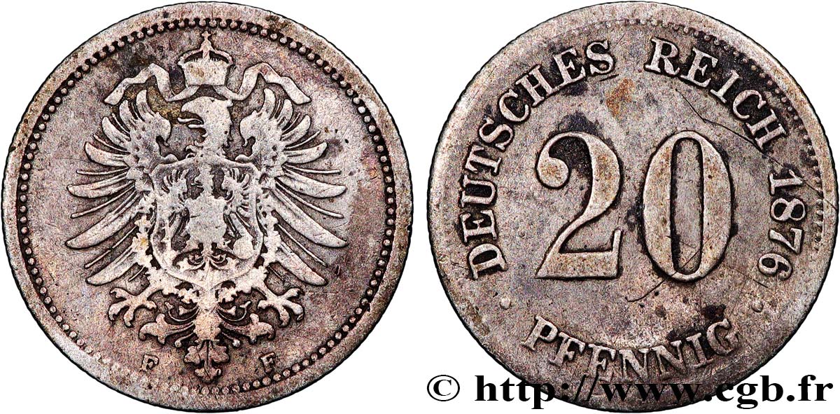 ALLEMAGNE 20 Pfennig 1876 Stuttgart TB 