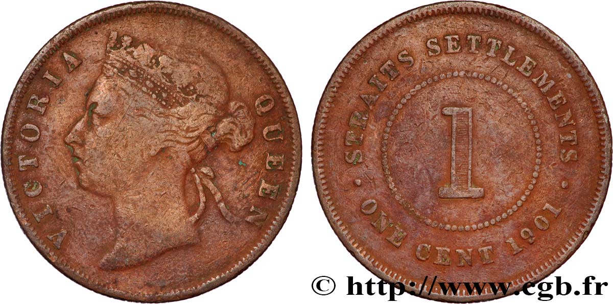 STRAITS SETTLEMENTS 1 Cent Straits Settlements Victoria 1901  S 
