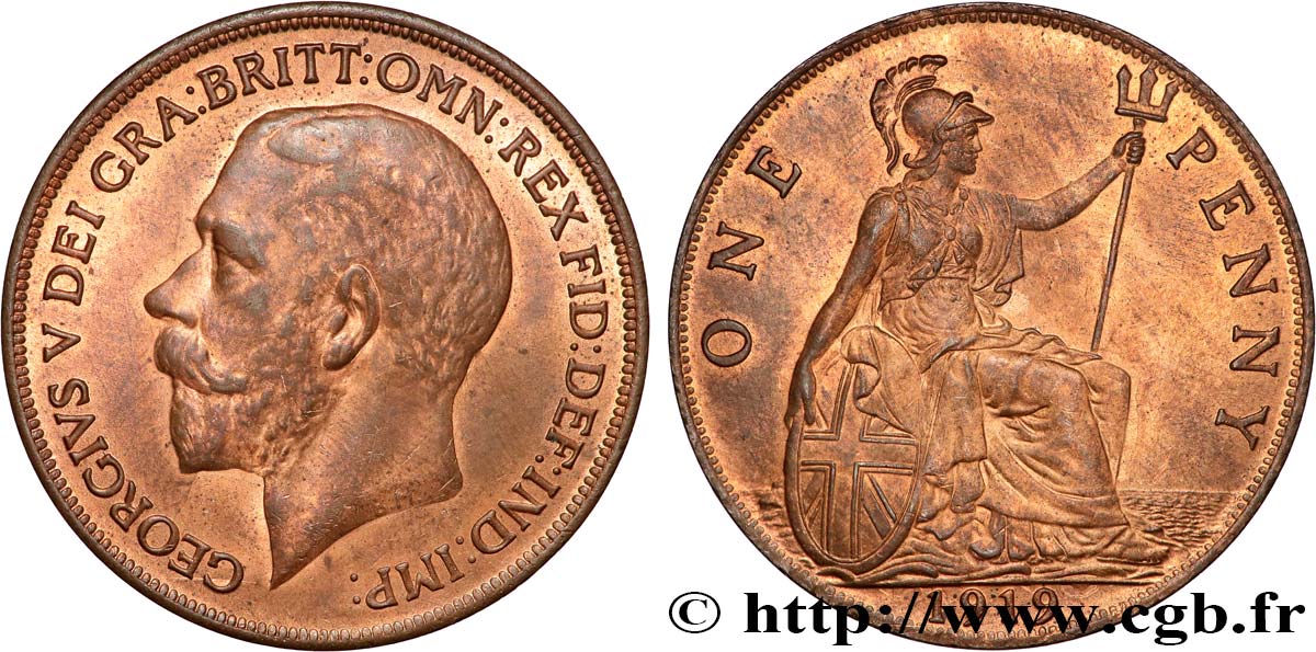 UNITED KINGDOM 1 Penny Georges V 1919  AU 