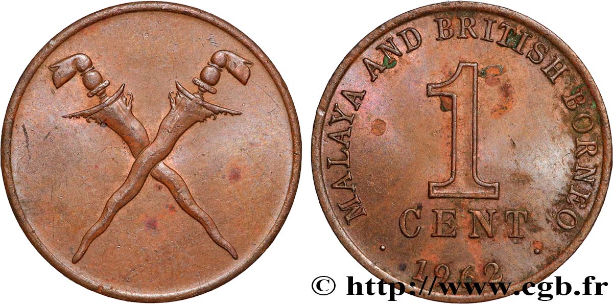MALAISIE et BORNEO BRITANNIQUE 1 Cent  1962  SUP 