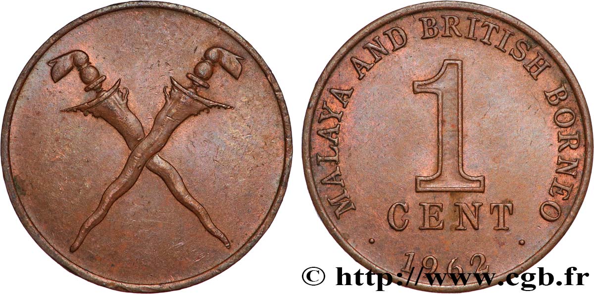 MALAISIE et BORNEO BRITANNIQUE 1 Cent  1962  SUP 