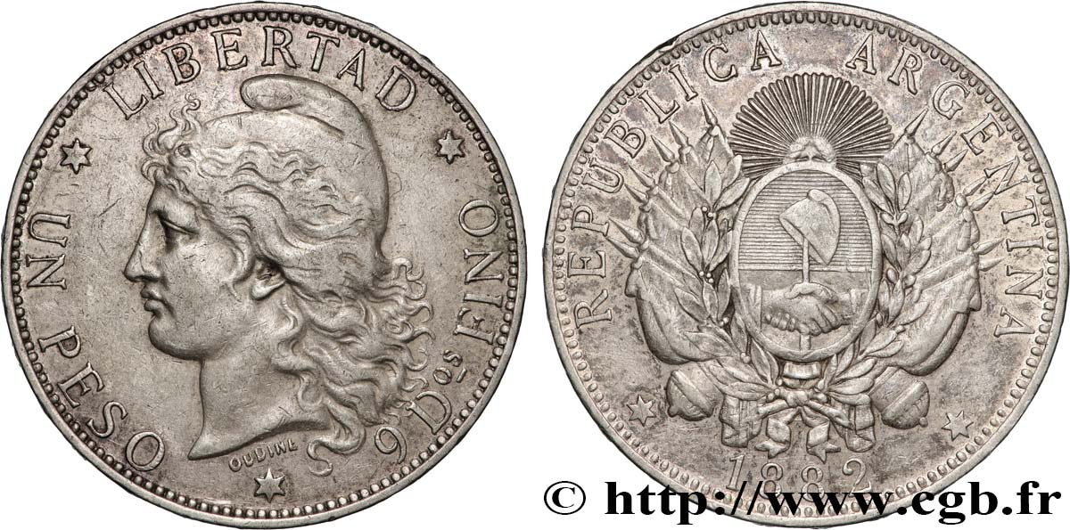 ARGENTINIEN 1 Peso  1882  SS 