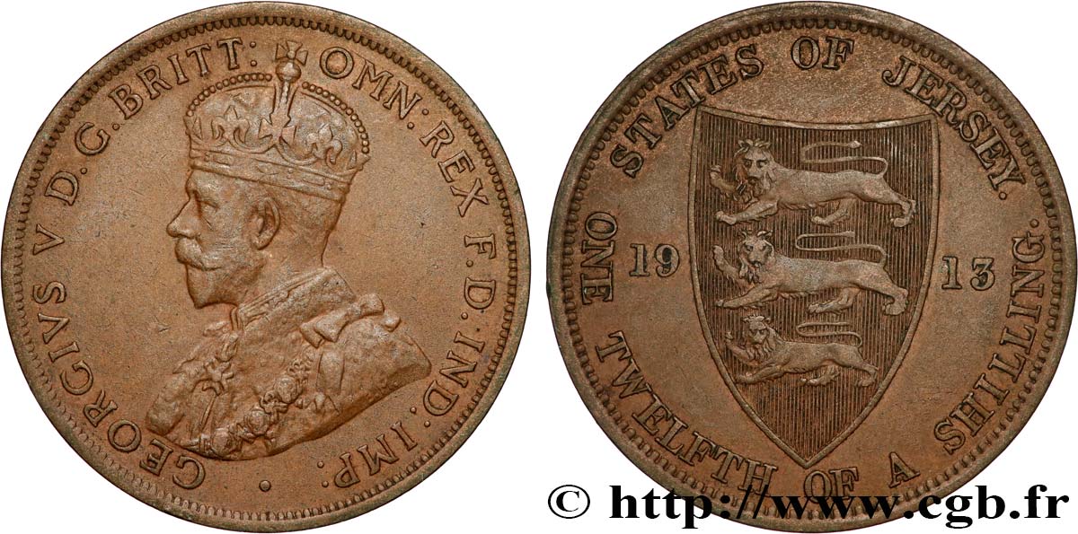 JERSEY 1/12 Shilling Georges V 1913  XF 