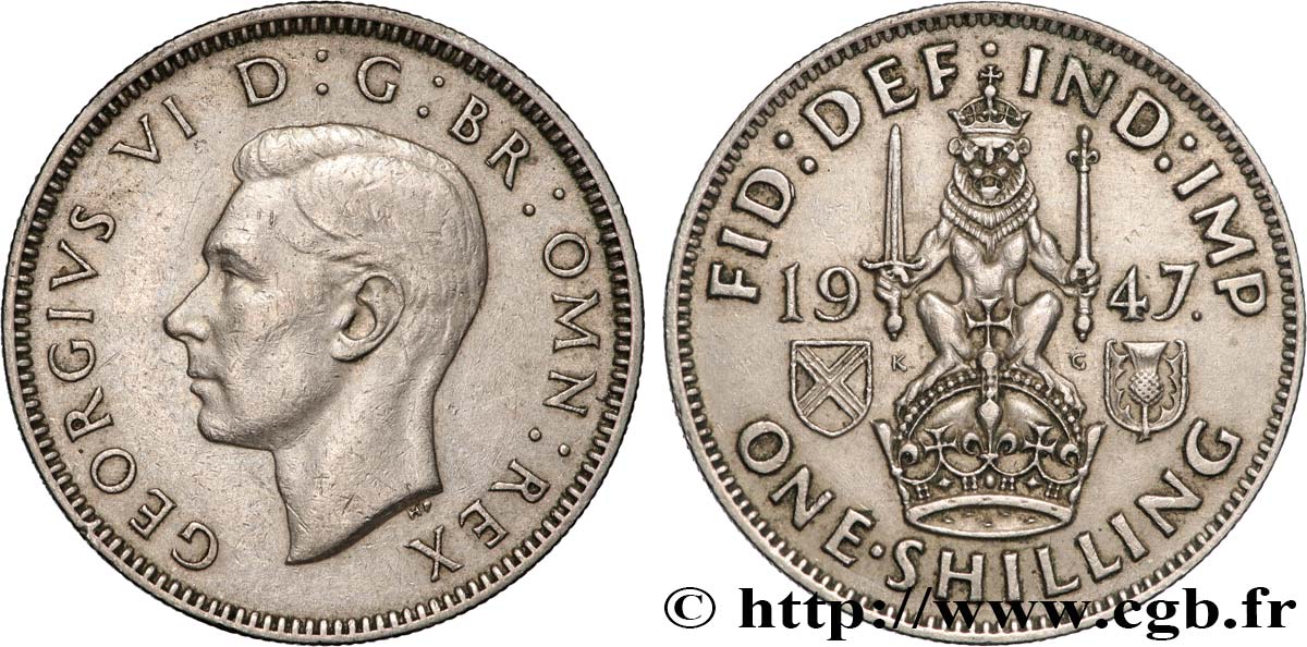 VEREINIGTEN KÖNIGREICH 1 Shilling Georges VI ‘Scottish reverse’ 1947  fVZ 