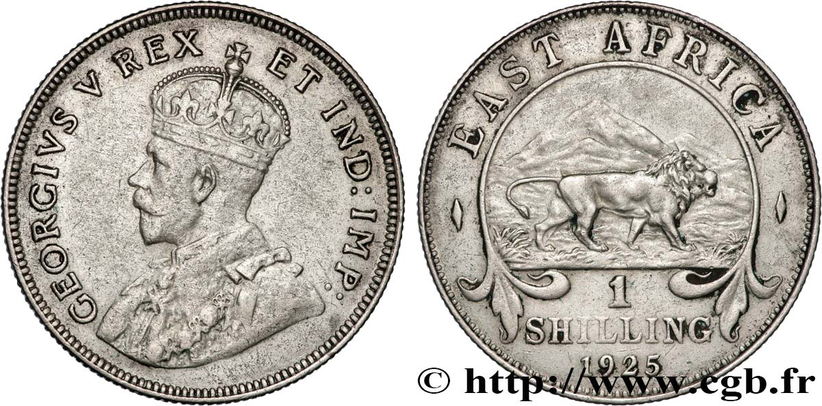 ÁFRICA ORIENTAL BRITÁNICA 1 Shilling Georges V 1925 British Royal Mint MBC 