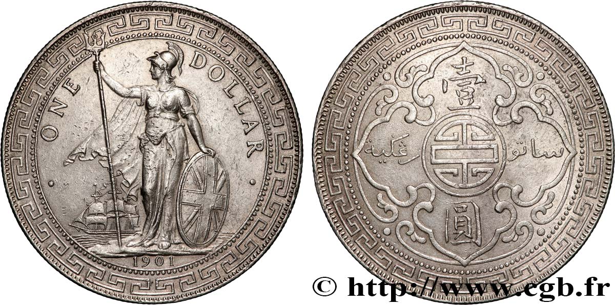 GREAT BRITAIN - VICTORIA Trade dollar 1901 Bombay AU 