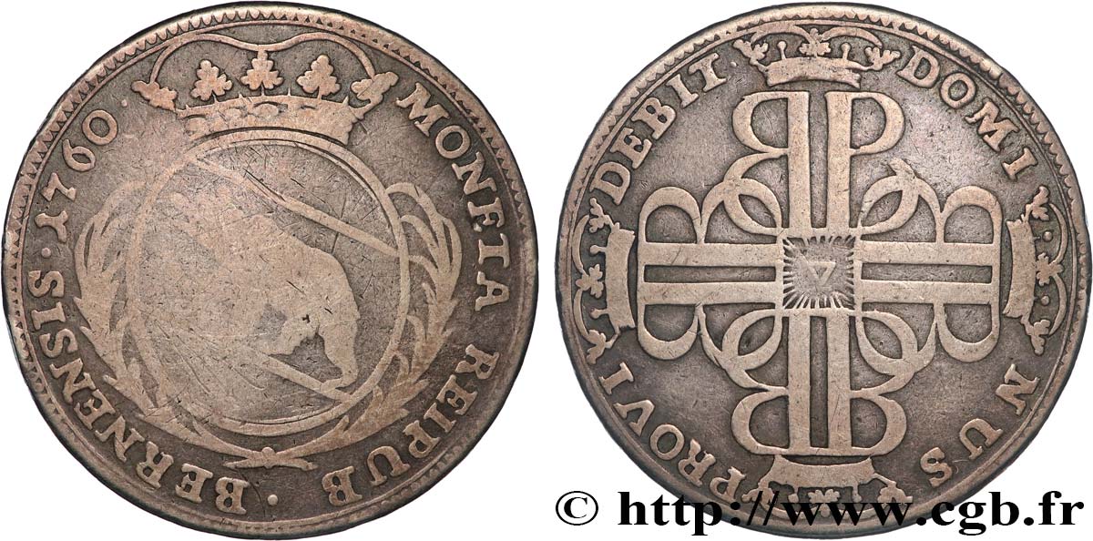 SCHWEIZ - KANTON BERN 1/4 Thaler 1760  S 