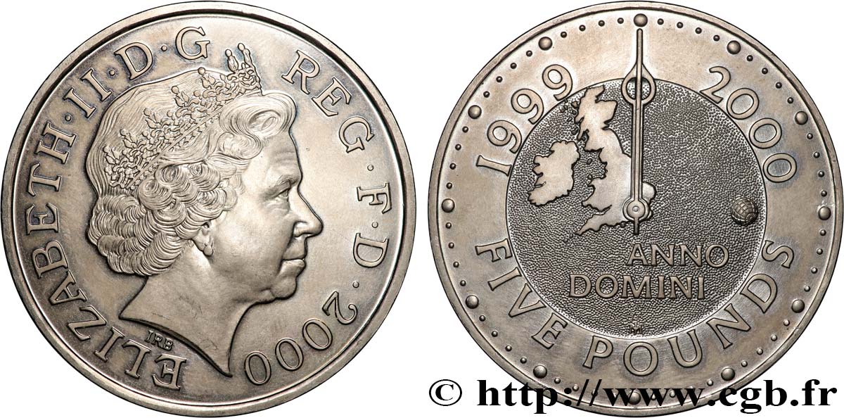 UNITED KINGDOM 5 Pounds “Nouveau Millénaire” 2000  AU 