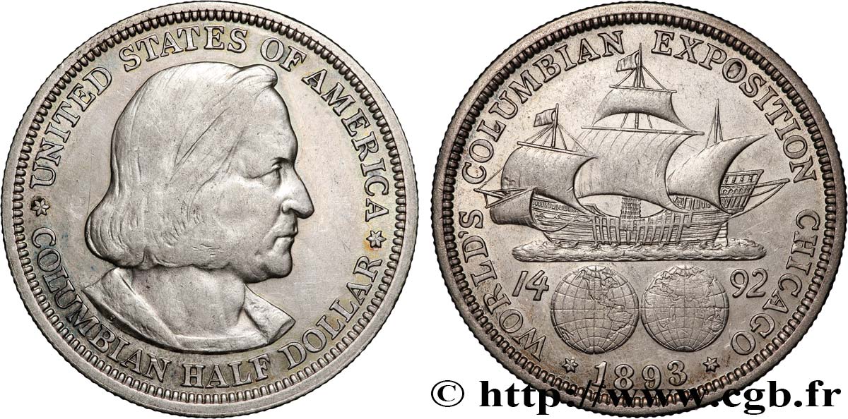 VEREINIGTE STAATEN VON AMERIKA 1/2 Dollar Exposition Colombienne de Chicago 1893 Philadelphie fVZ 