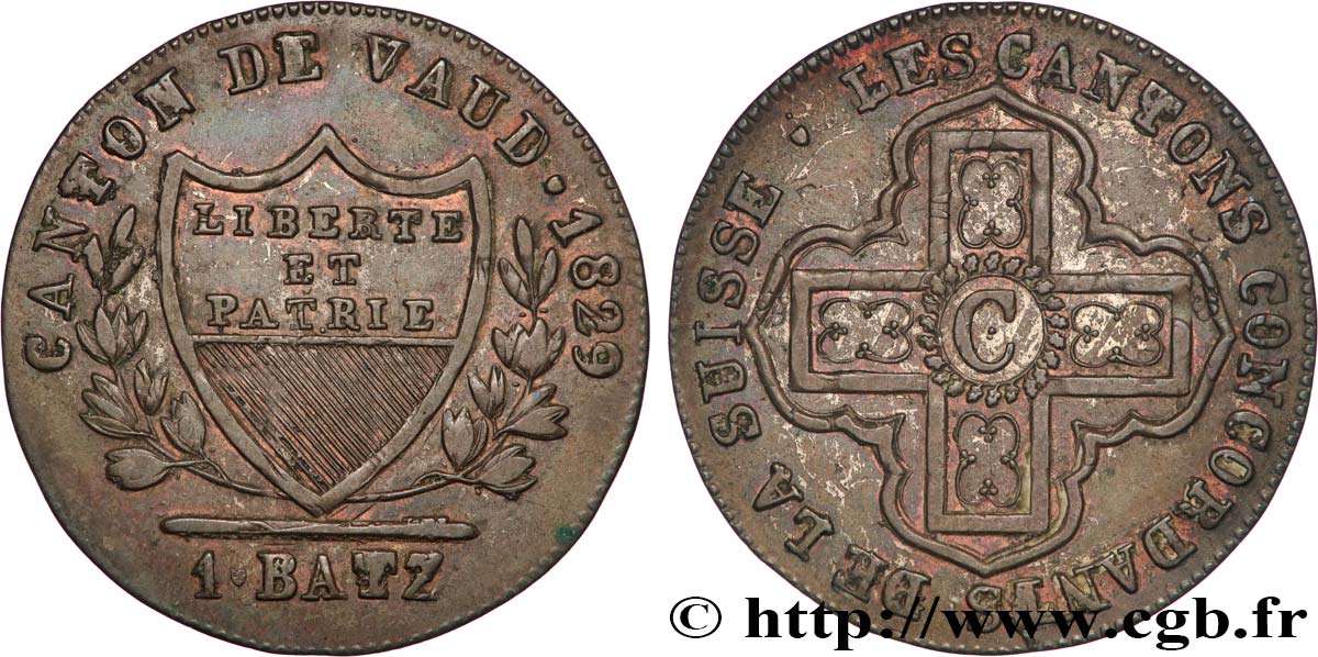 SUIZA - CANTÓN DE VAUD 1 Batzen 1829  MBC+ 