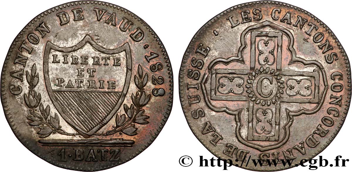 SUIZA - CANTÓN DE VAUD 1 Batzen 1828 Lausanne MBC+ 