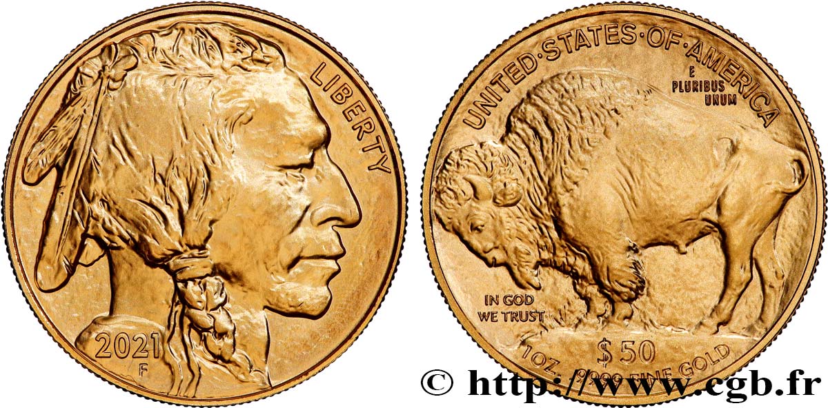 INVESTMENT GOLD 1 Oz - 50 Dollars “American Buffalo” 2021  MS 