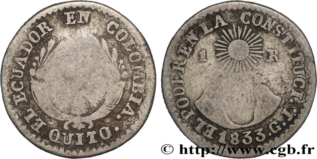ECUADOR 1 Real 1833 Quito BC 