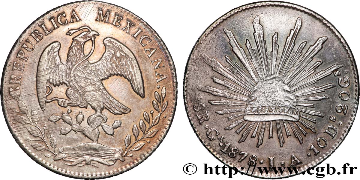 MEXICO - REPUBLIC 8 Reales 1878 Guadalajara q.SPL 