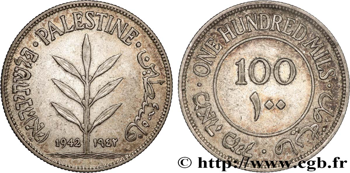 PALESTINE 100 Mils 1942  AU 