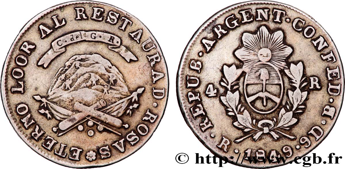 ARGENTINA 4 Reales 1849 Rioja MBC 