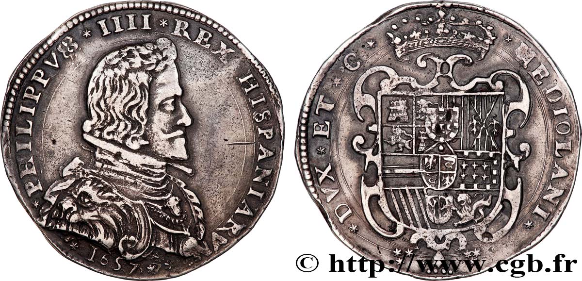 ITALY - DUCHY OF MILAN - PHILIP IV Scudo  1657 Milan q.SPL 