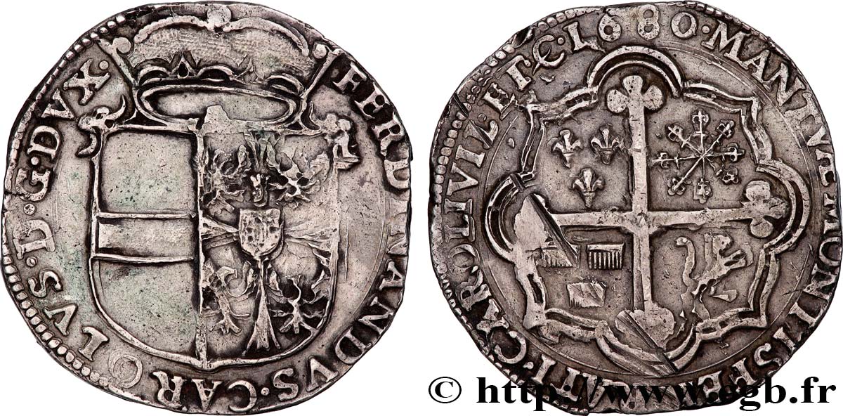 ITALY - DUCHY OF MANTUA - FERDINAND CHARLES III Scudo  1680 Mantoue AU 