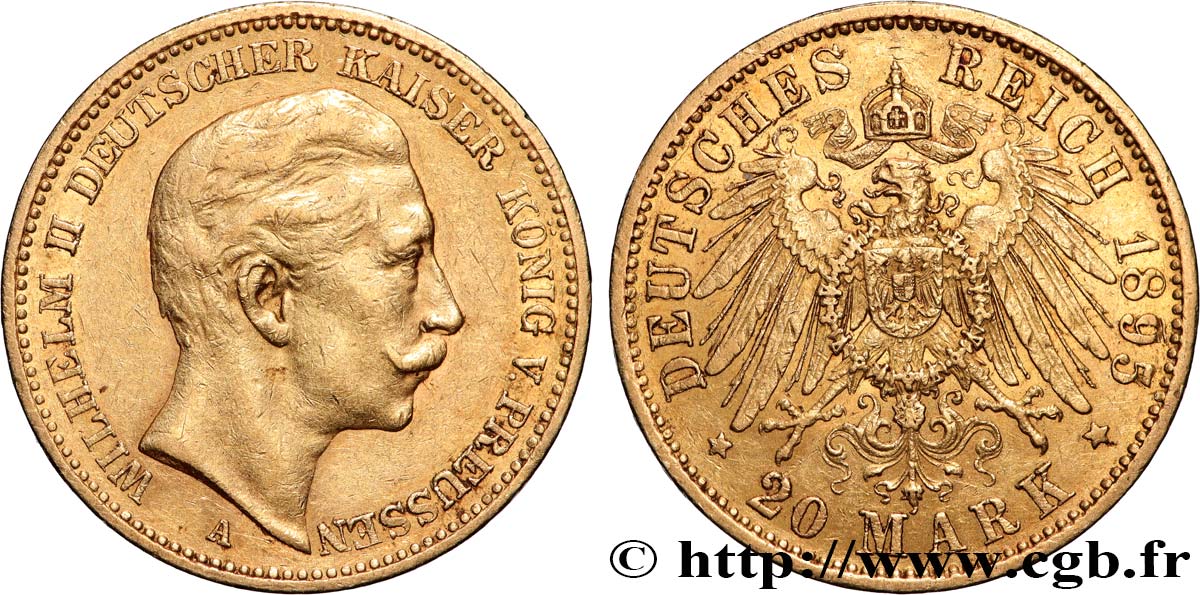 INVESTMENT GOLD 20 Mark Guillaume II 1895 Berlin BB 