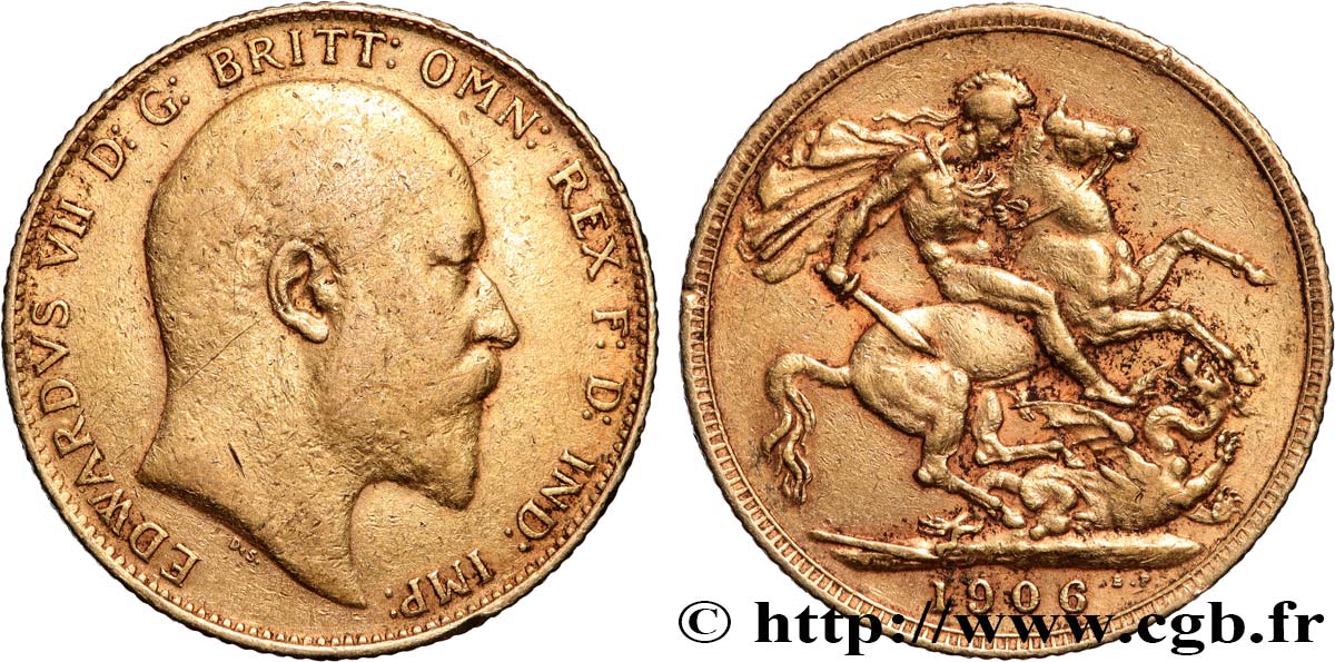 INVESTMENT GOLD 1 Souverain Edouard VII 1906 Londres SS 