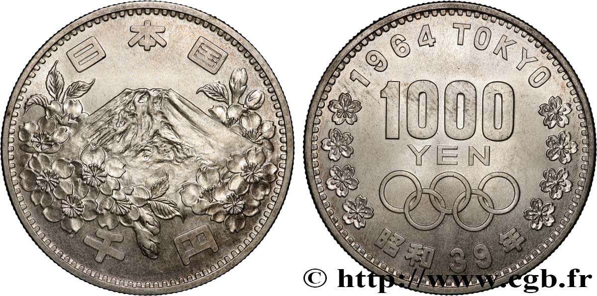 JAPóN 1000 Yen Mont Fuji JO de Tokyo 1964  SC 