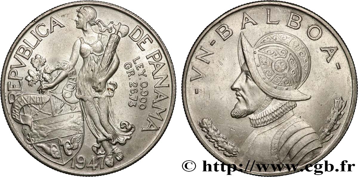 PANAMA 1 Balboa Vasco Nunez de Balboa 1947  AU 