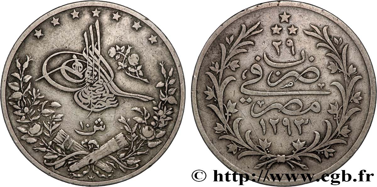 ÄGYPTEN 10 Qirsh Abdul Hamid II an 29 AH 1293 1903 Emil Weygand - Berlin SS 