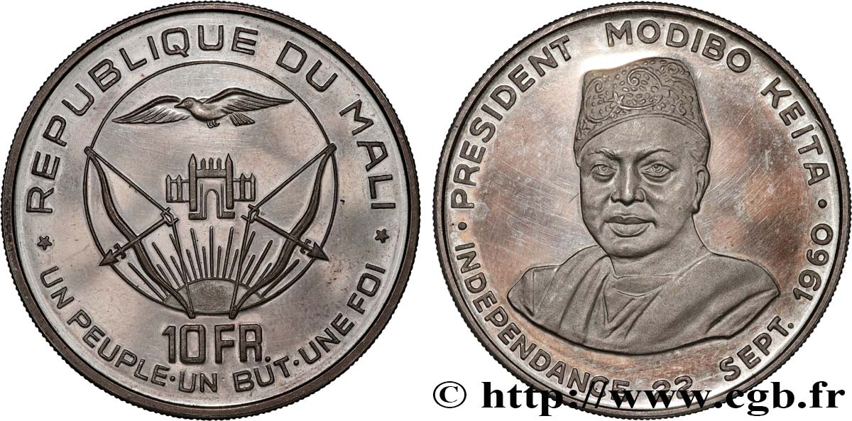 MALI 10 Francs Proof commémoration de l’indépendance 1960 Paris SPL 