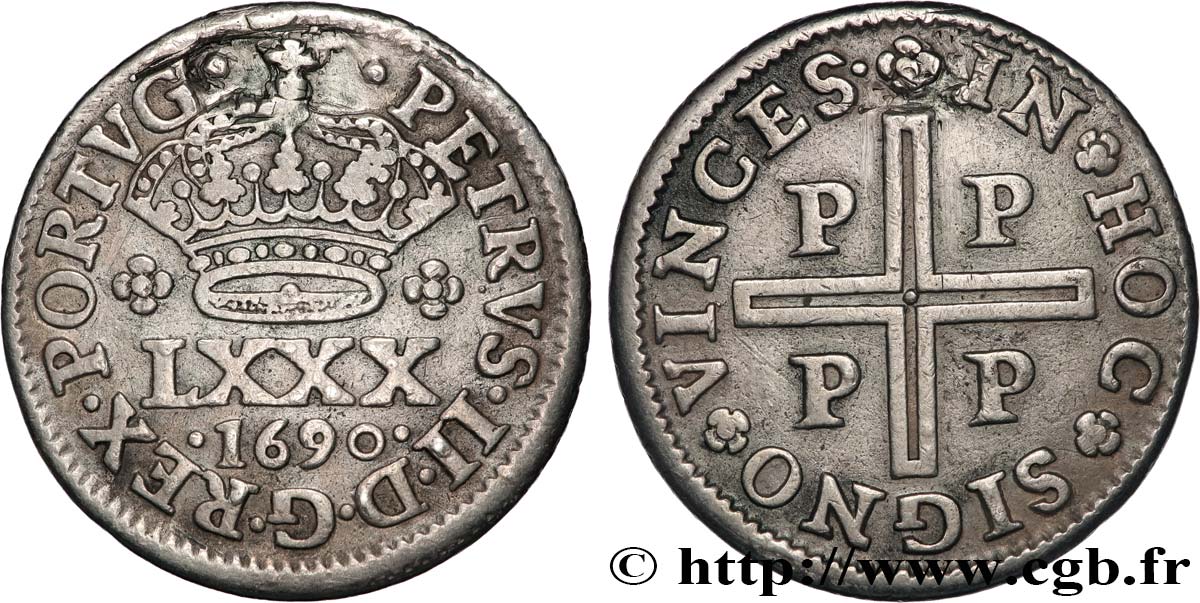 PORTUGAL - ROYAUME DE PORTUGAL - PIERRE II Tostao 1690 Porto MBC 