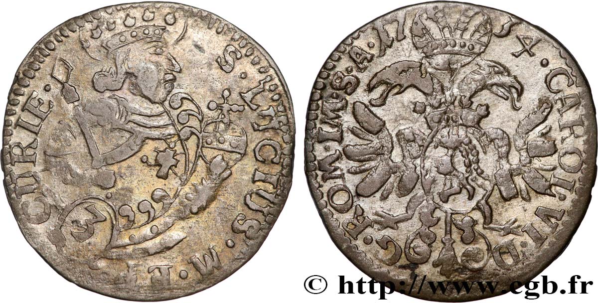 SWITZERLAND - cantons coinage 3 Kreuzer Ville de Chur 1734 Chur XF 