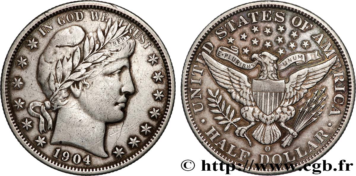 ESTADOS UNIDOS DE AMÉRICA 1/2 Dollar Barber 1904 Nouvelle-Orléans MBC 