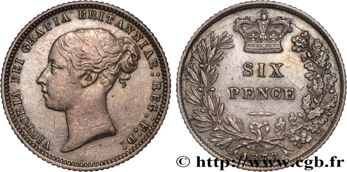 ROYAUME-UNI 6 Pence Victoria 1873  TTB 