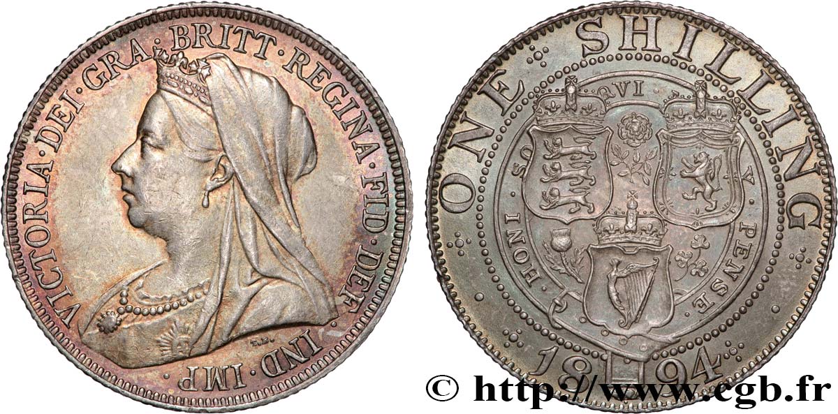 VEREINIGTEN KÖNIGREICH 1 Shilling Victoria vieille tête  1894  fST 