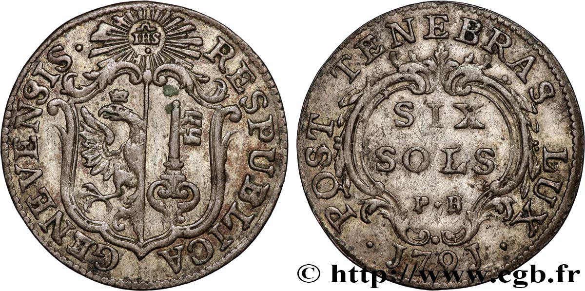 SUISA - REPUBLICA DE GINEBRA 6 Sols - PB 1791 Genève MBC 