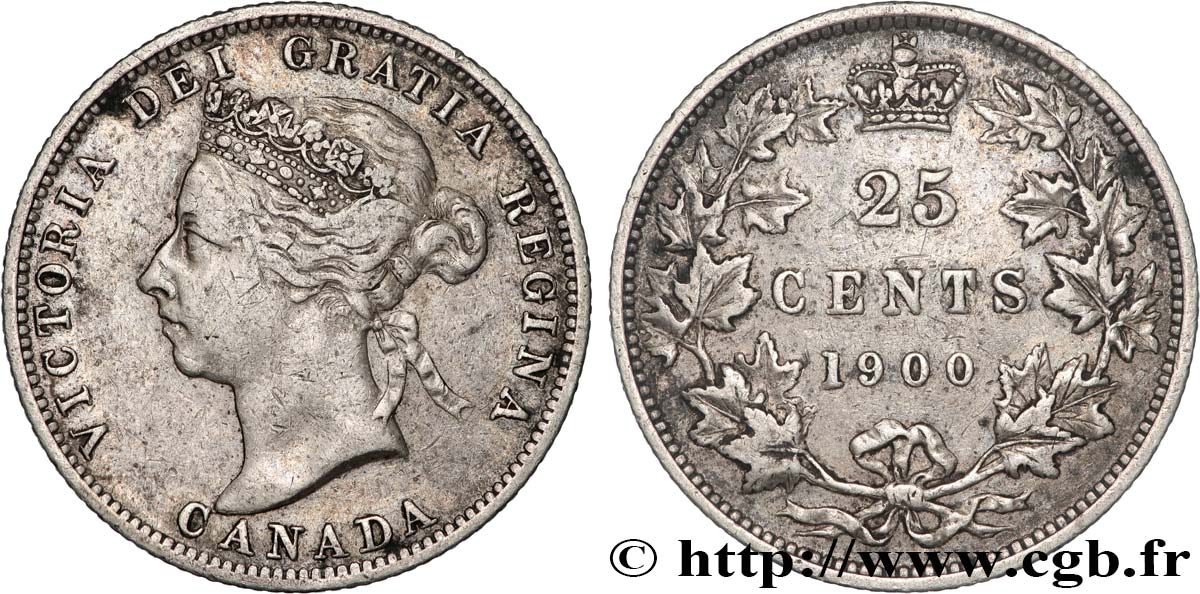 CANADA 25 Cents Victoria 1900  TTB 