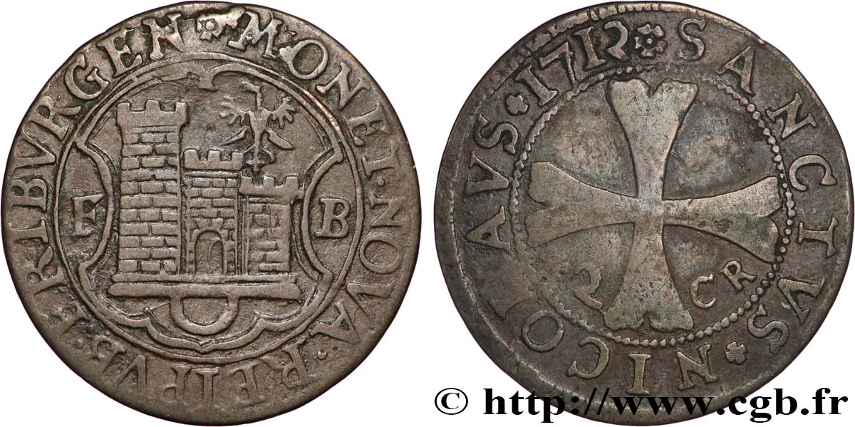 SWITZERLAND - CANTON OF FRIBOURG 1/2 Batzen  1712  XF 